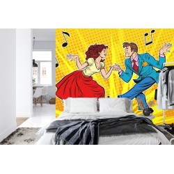 Fototapete Tanzendes Paar Im Pop-Art-Stil